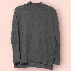 mesh + lace Cozy Gray Turtleneck Sweater